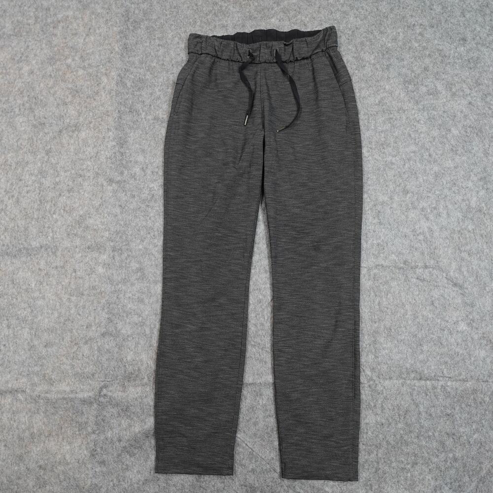 Lululemon Pants Womens 2‎ On The Fly Straight Leg 26" Heathered Black Stretch